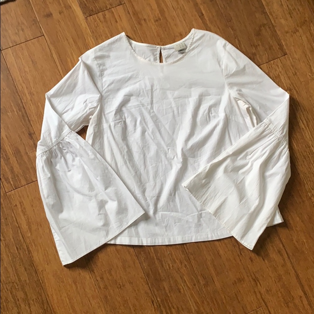 White bell sleeve blouse